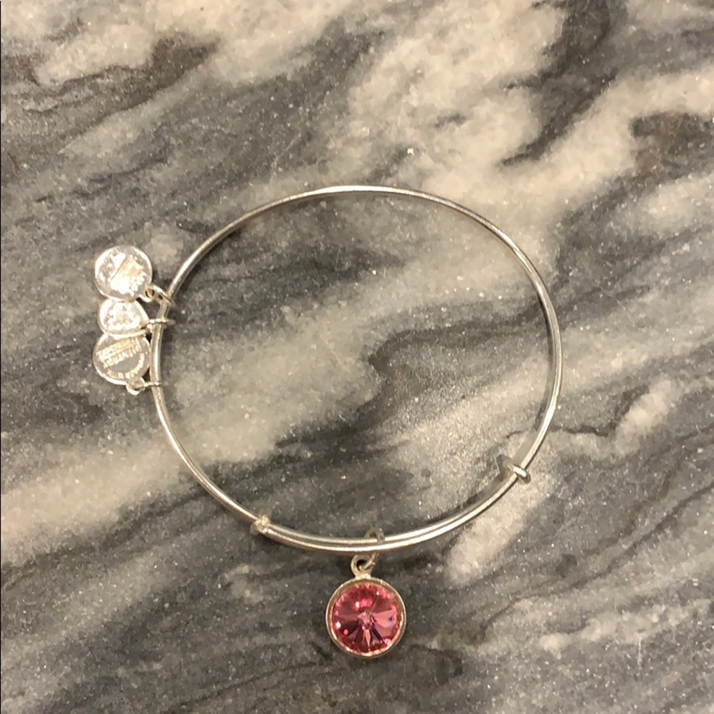 Sliver and pink crystal Alex and Ani bangle